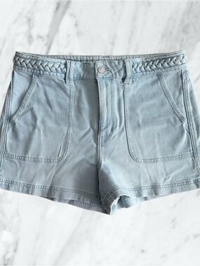 Braided-Waist Denim Shorts